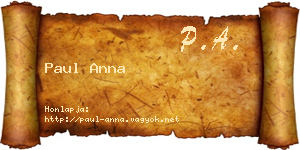 Paul Anna névjegykártya